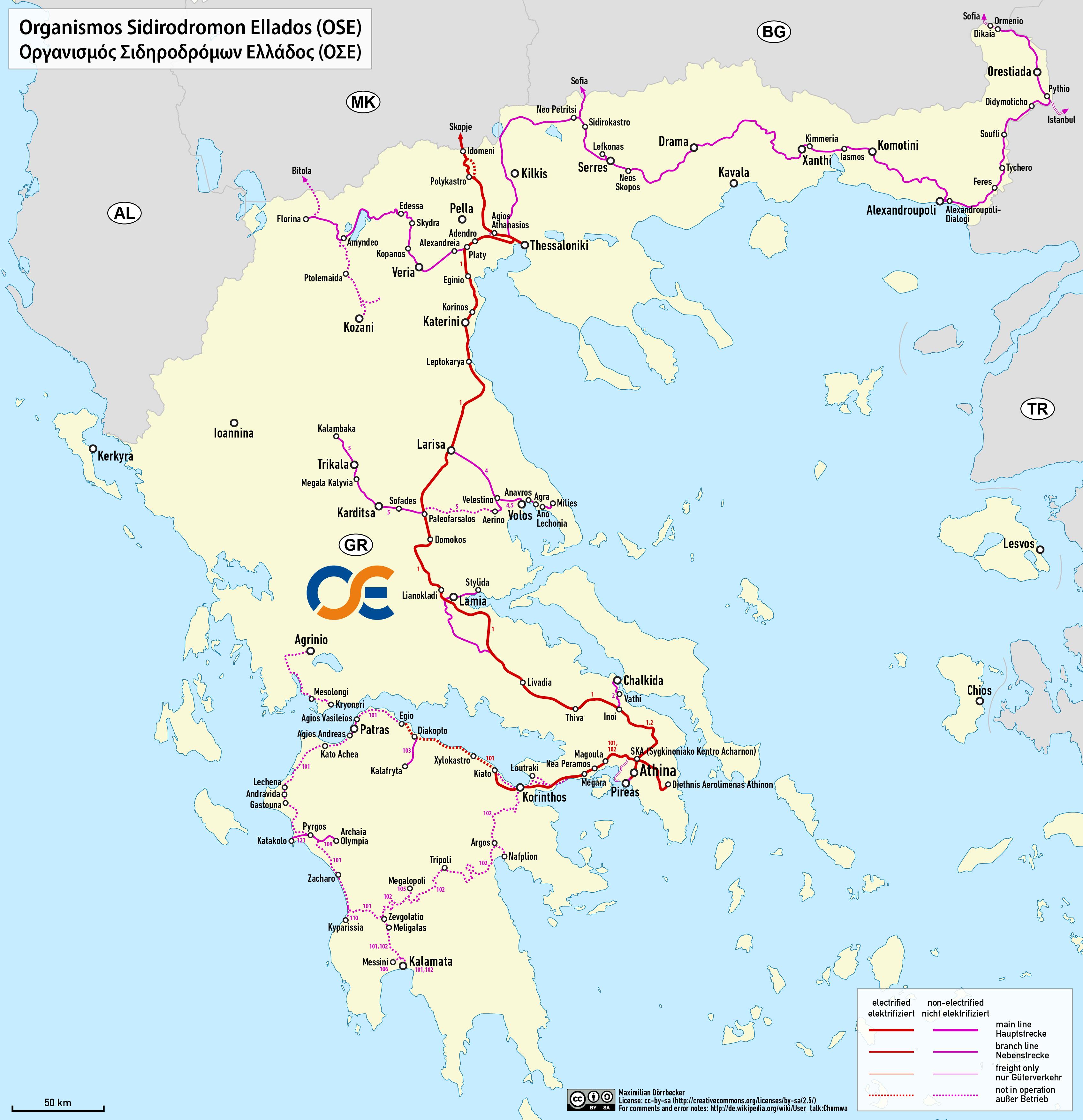Greece Rail Map 