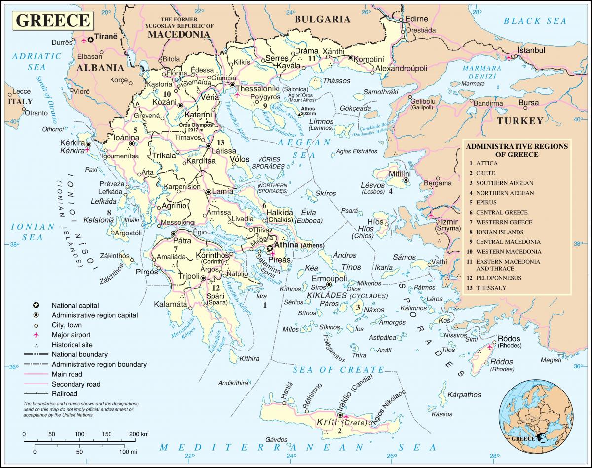 Large map of Greece