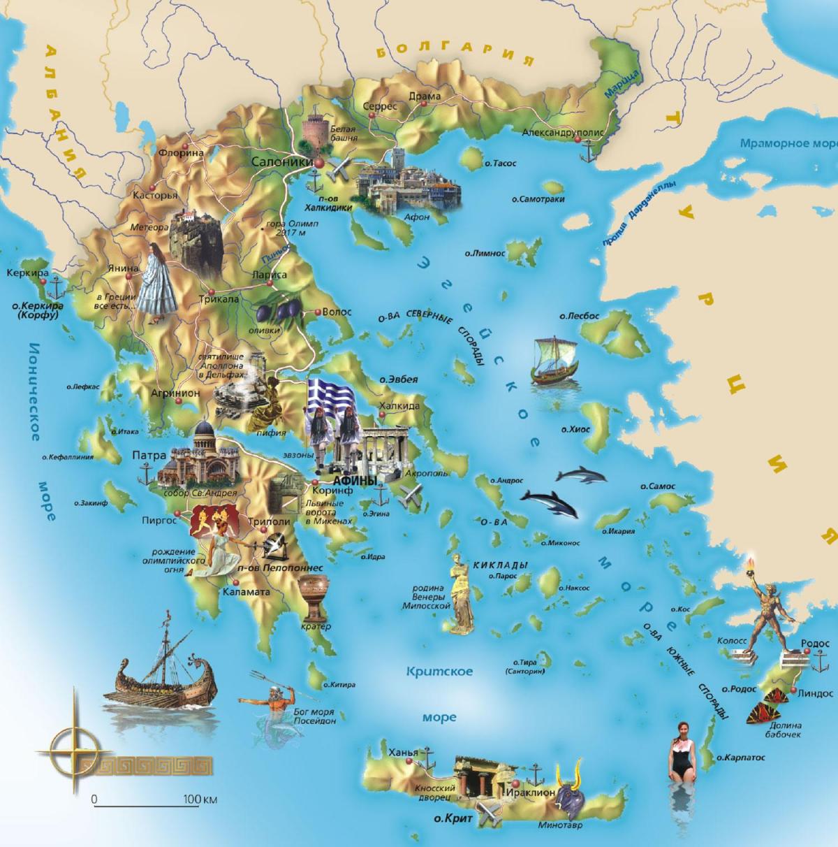 Greece tourist attractions map