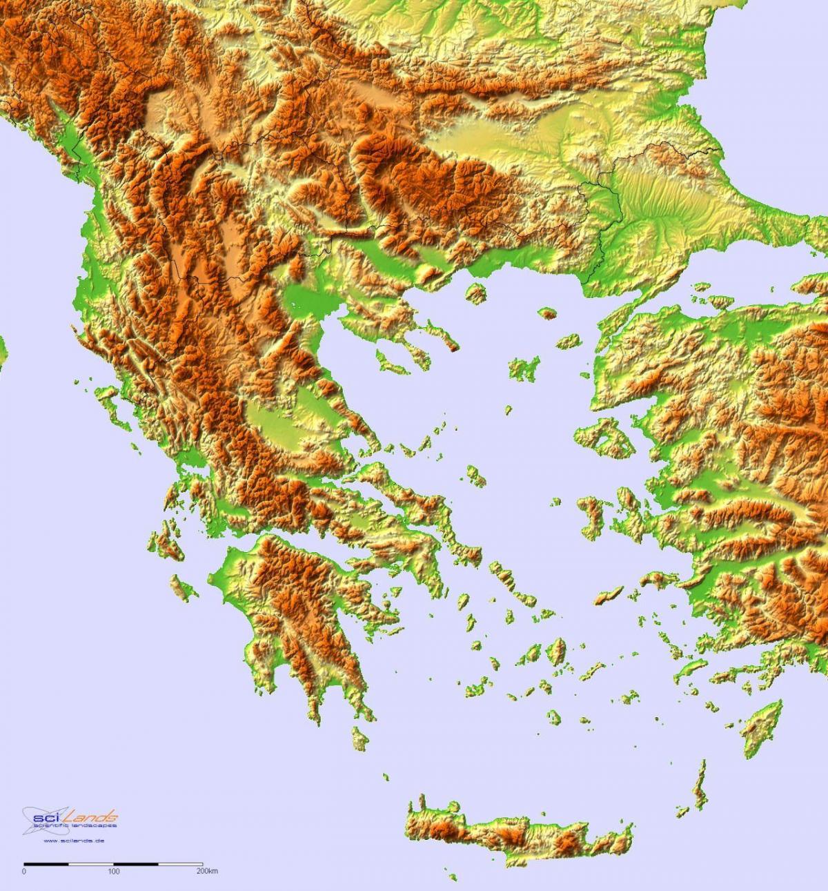 Greece altitude map
