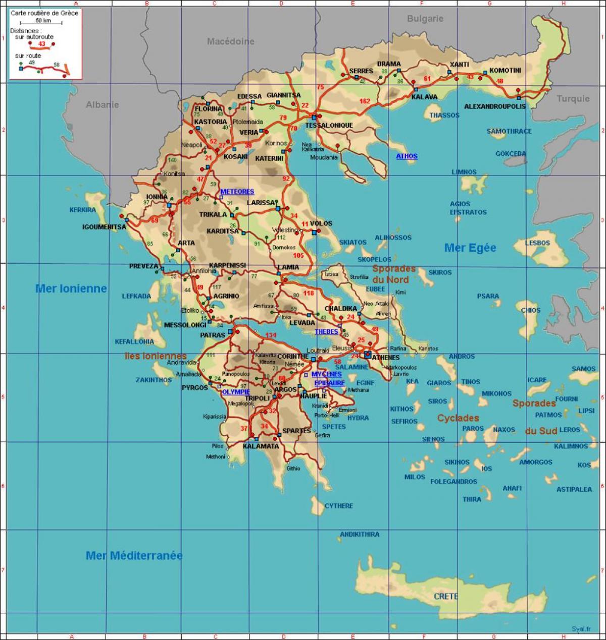 Motorway map of Greece