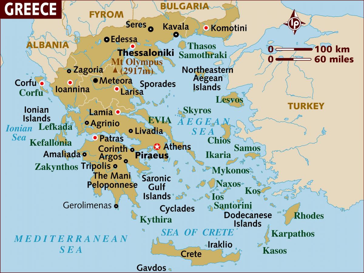 Greece on a map