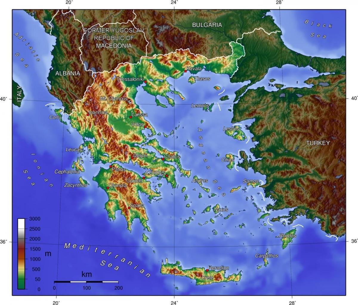 Greece landform map