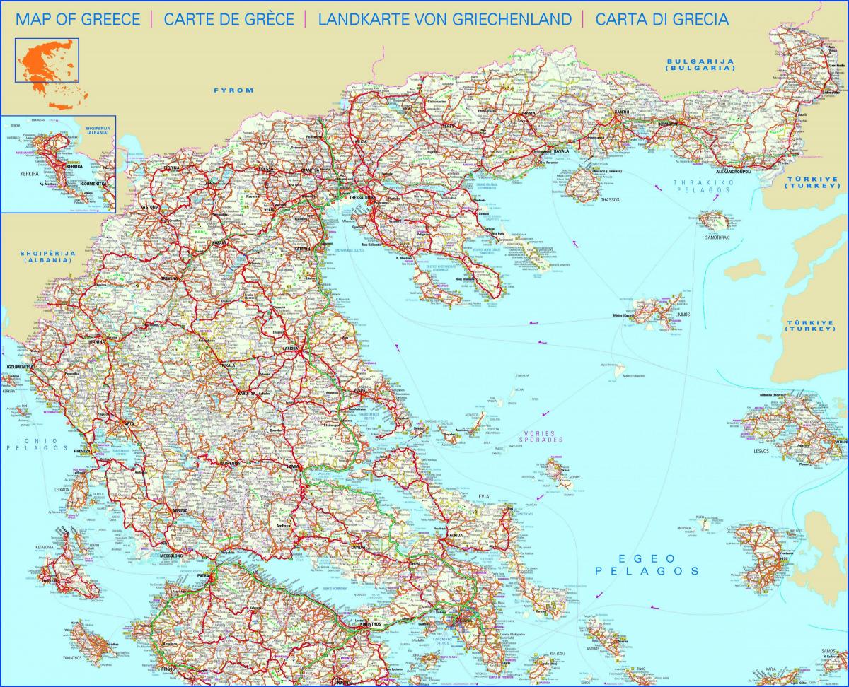 Driving map of Greece