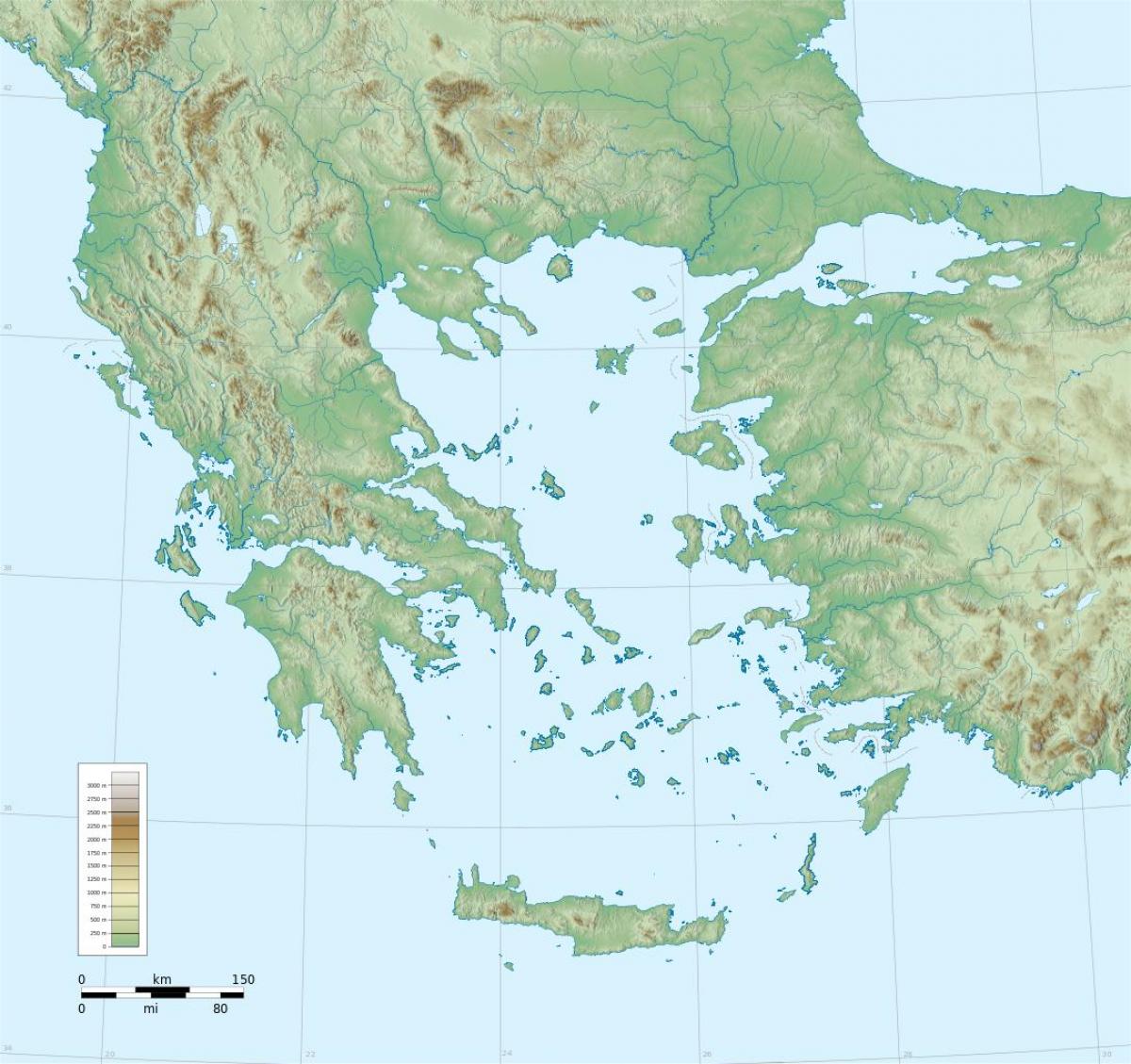 Topographical map of Greece
