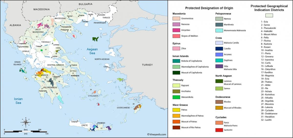 Greece vineyards map