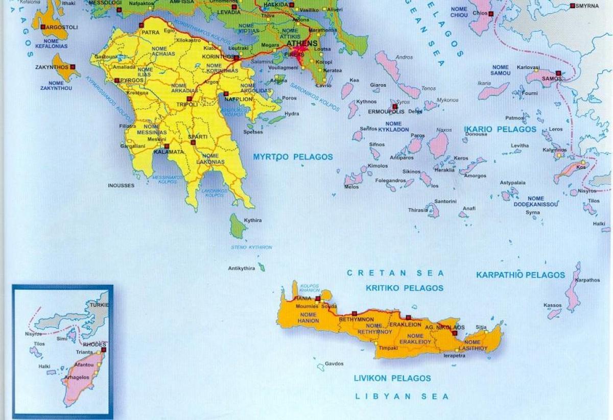 South of Greece map